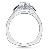 Princess-Cut Diamond And Blue Sapphire Engagement Ring